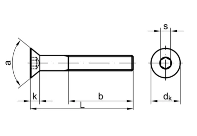 DIN 7991/ISO 10642 - Senkkofpschrauben, technische Zeichnung.