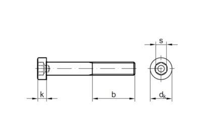 DIN 6912 - Zylinderschraube. technische Zeichnung.